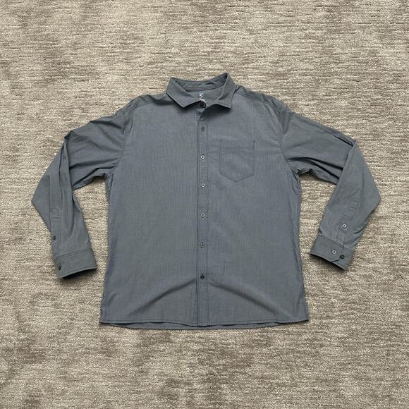 Kuhl Shirt Mens XL Gray Blue Long Sleeve Button Front Stretch Performance Karib - Picture 1 of 9